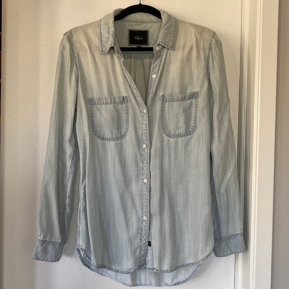 Rails Light Blue Dotted Chambray Button-Down Shirt